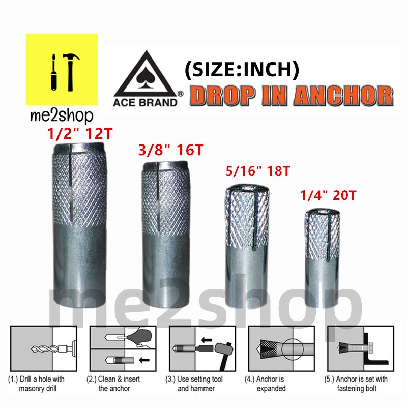 (BOX) ACE DROP IN ANCHOR ( SIZE1/4",5/16",3/8" OR 1/2") Shopee Malaysia