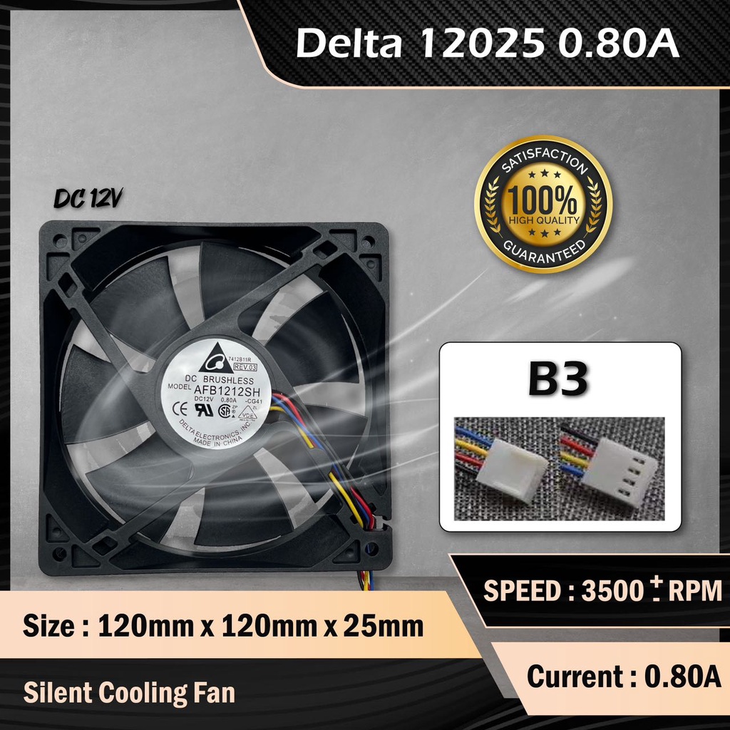 GS Original DELTA 12025 DC 12V 0.8A 3500rpm Mining Silent Cooling Fan ...