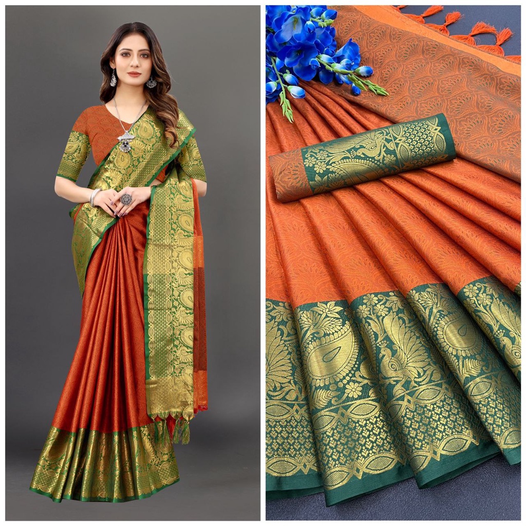Pure Mercerised Cotton Silk Saree in Exclusive Border Design and full