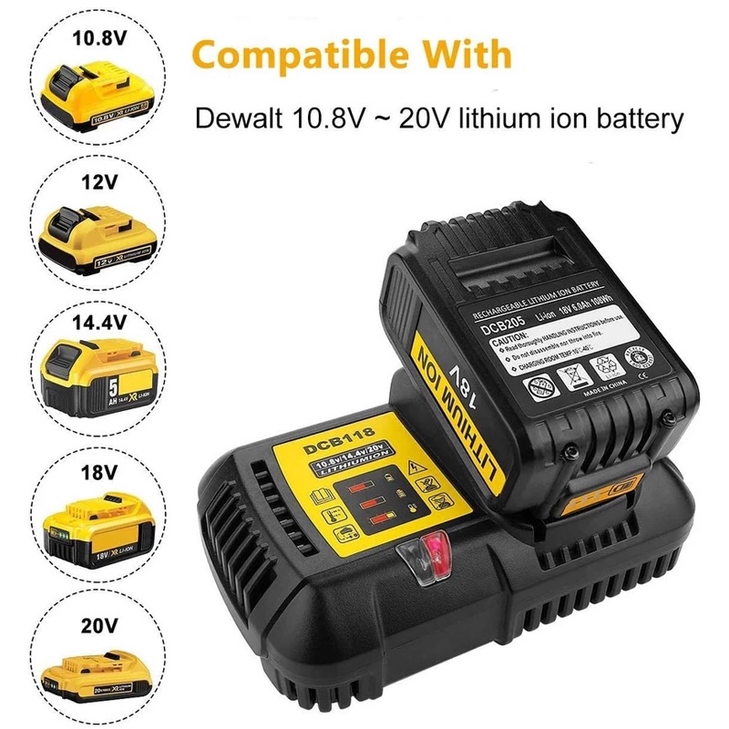 2X 18V 8.0Ah Replacement For Dewalt Battery 18V Compatible With