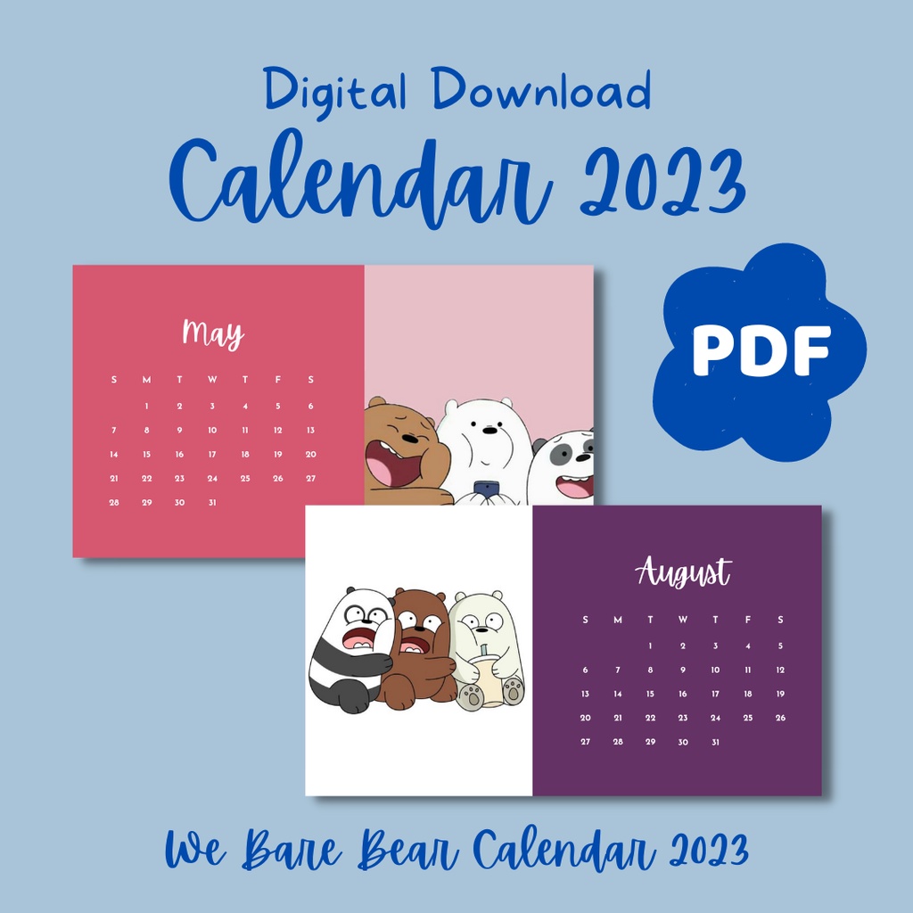 [PDF] 2023 Digital We Bare Bear Calendar, Monthly Calendar, Printable