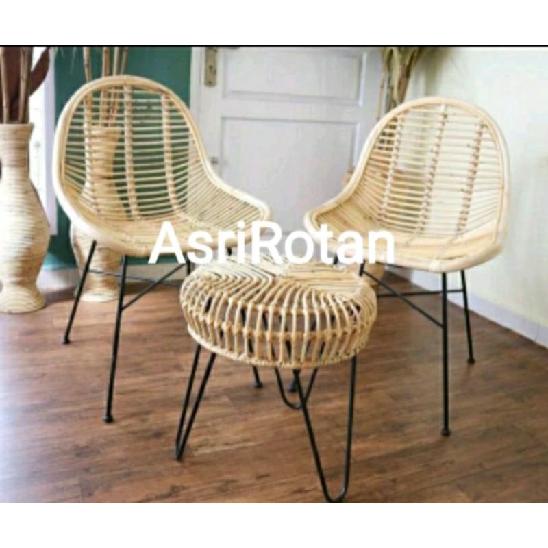 (Already Varnished GLOWING) Aurora Iron Rattan Cafe Chair [EXPORT
