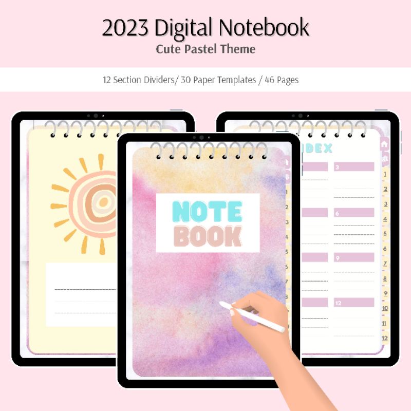 2023 Cute Pastel Digital Hyperlinked Notebook Printable & Fillable