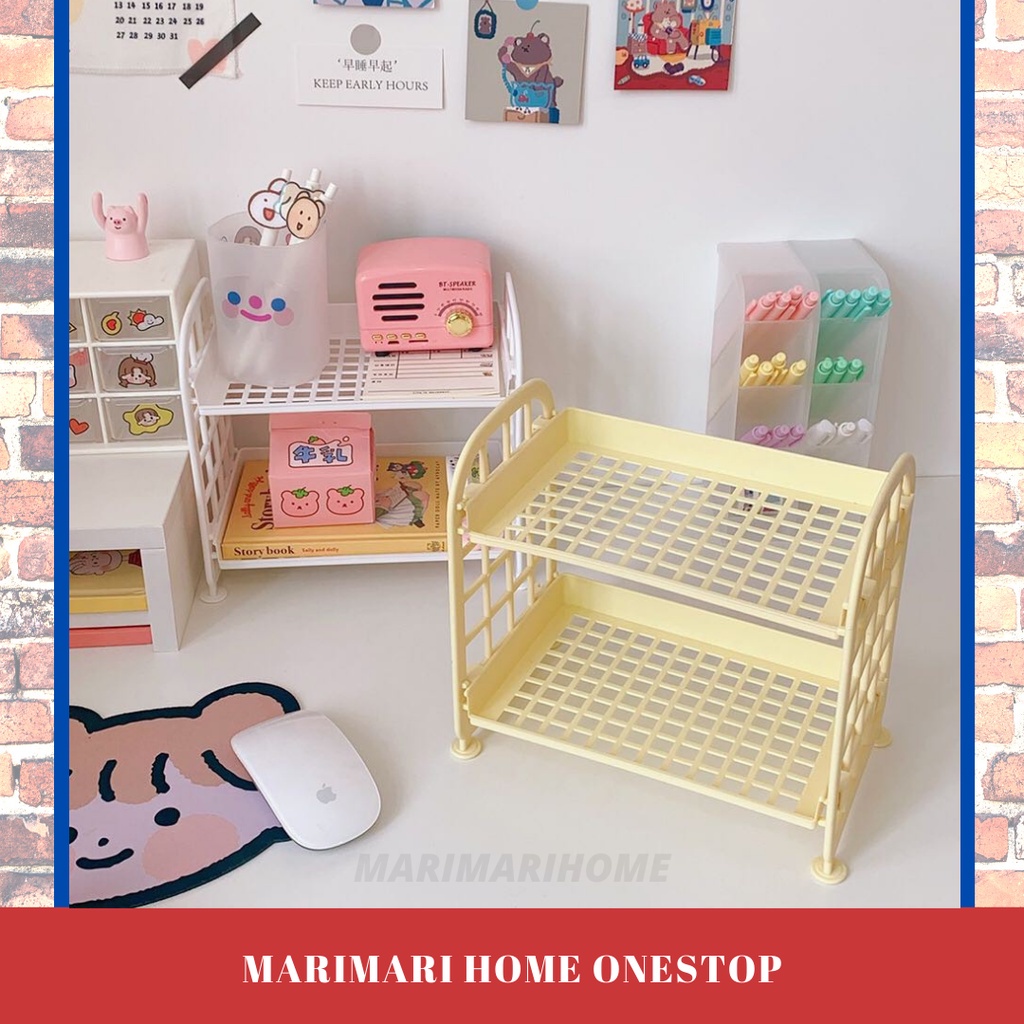 2 Layer Table Top Shelf Mini Stationery Rack Cosmetics Jewelry Storage ...