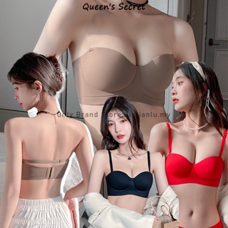 High quality【Queen's Secret】Half-cup small breasts gather push up bras, small  breasts show large non-steel ring adjusted underwear lady, seamless Strapless  bra, invisible bra + pan
