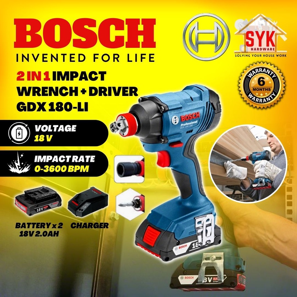 SYK BOSCH GDX180LI Professional Cordless Impact Driver Power Tools Impact Wrench Impact Drill