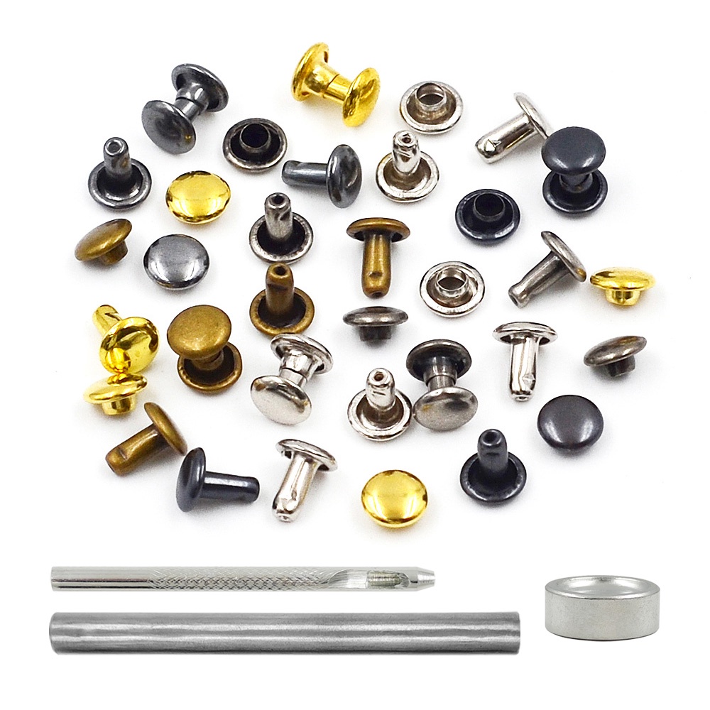 100Sets 510mm Metal Double Cap Rivets Stud Rivet Button Round Nail