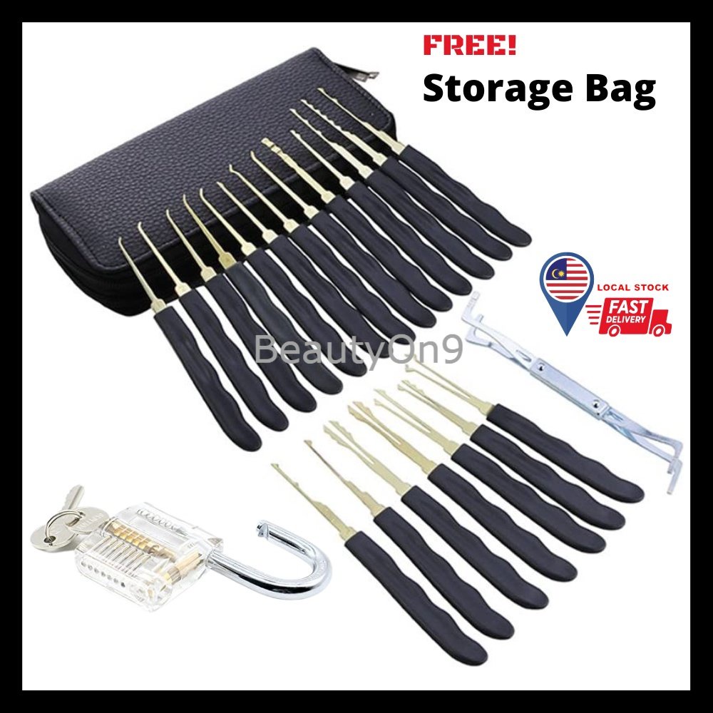 READY STOCK 24Pcs Lock Pick Set Leather Bag Transparent Visible ...