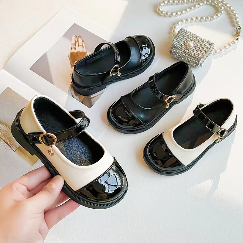Congme Fashion Girls Leather Shoes Toddler Kids School Style White