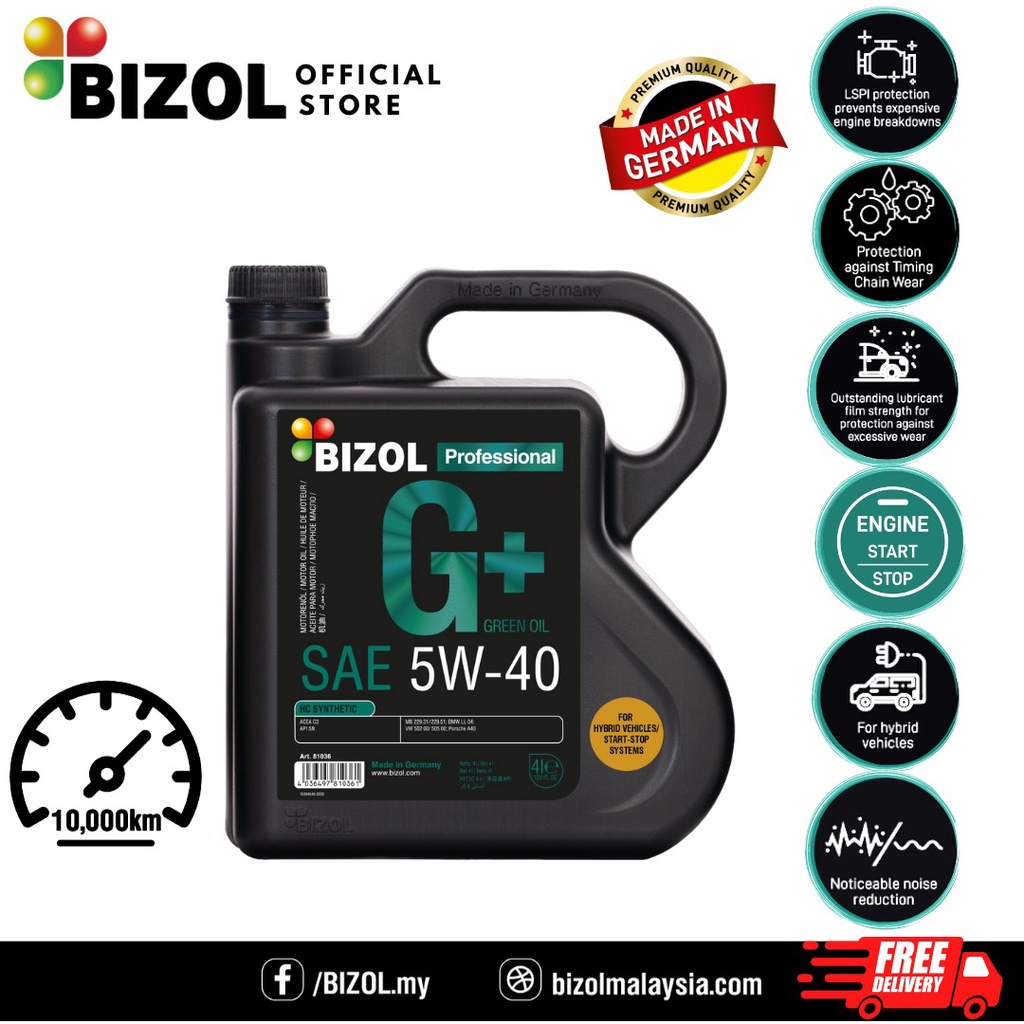 BIZOL Green Oil+ 5W40 Germany 100 Synthetic Engine Oil (Minyak Hitam) 4L Shopee Malaysia