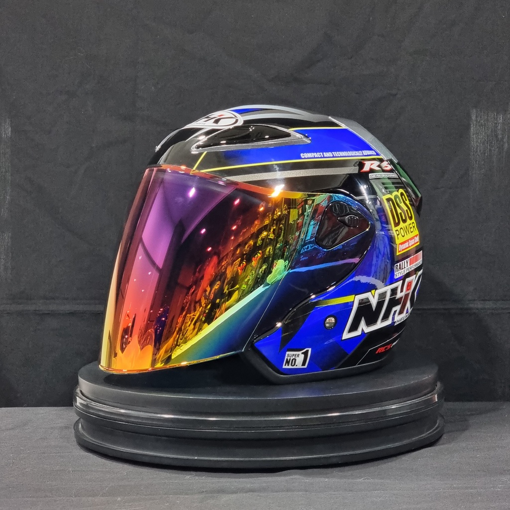 NHK Helmet R6 v2 Rally (Black/Blue Glossy) | Shopee Malaysia