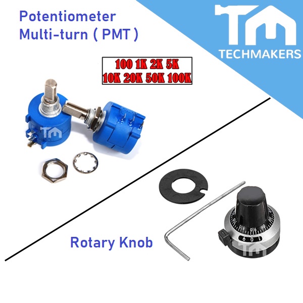 1K — 1pc of RotaryKnob/3590 HighPrecision Potentiometer Multi-Turn 500 1K2K5K10K20K50K100KOhm Adjustable Variable Resistor