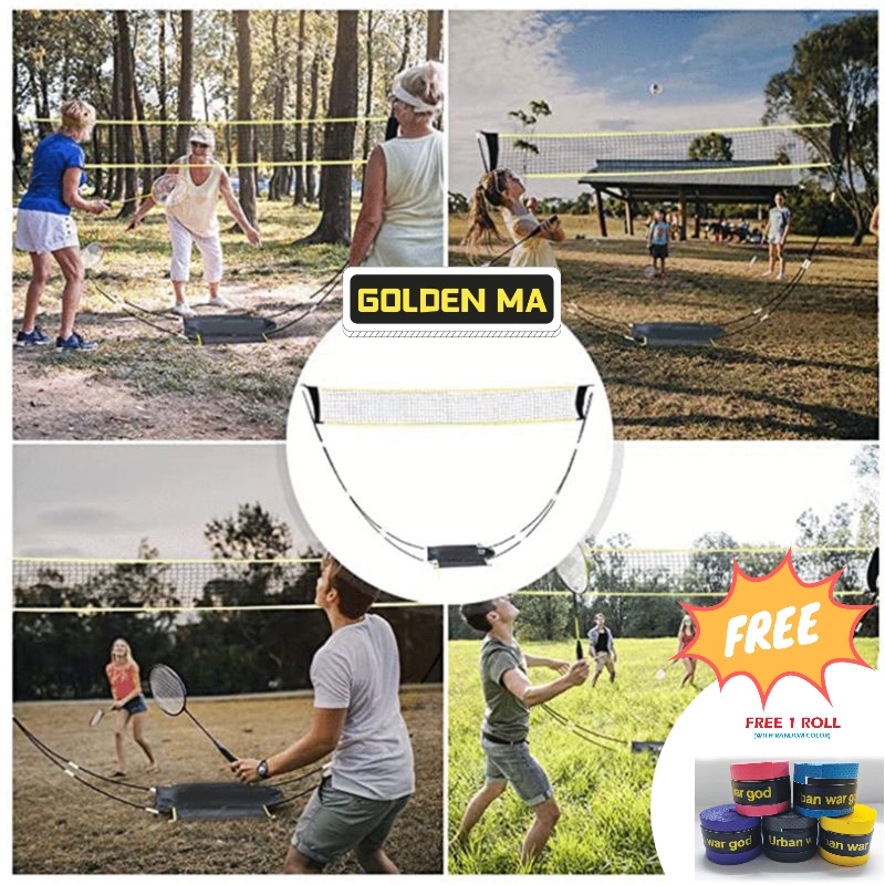 Portable Badminton Net with Stand Carry Bag, Folding Volleyball Tennis ...