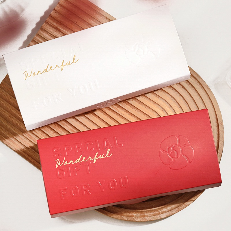 Red Flower Bronzing Nougat Biscuit Snowflake Baking Box 4 Cavity Mooncake Box 红色花朵烫金烘焙包装盒点心礼品盒4