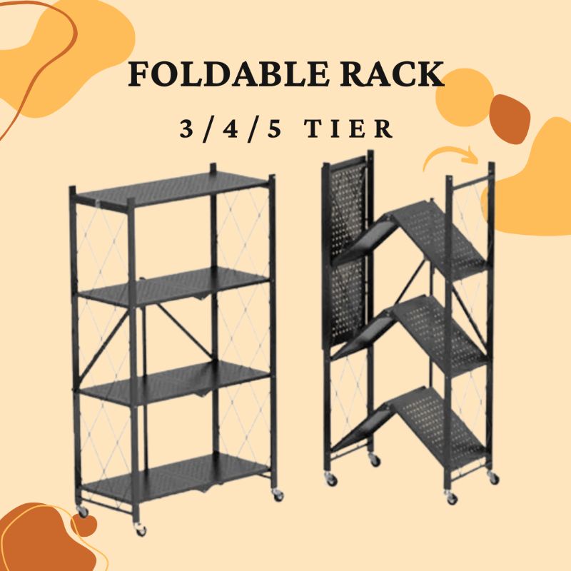 FOLDABLE RACK 3 4 5 TIER LIVING ROOM KITCHEN RACK | Shopee Malaysia