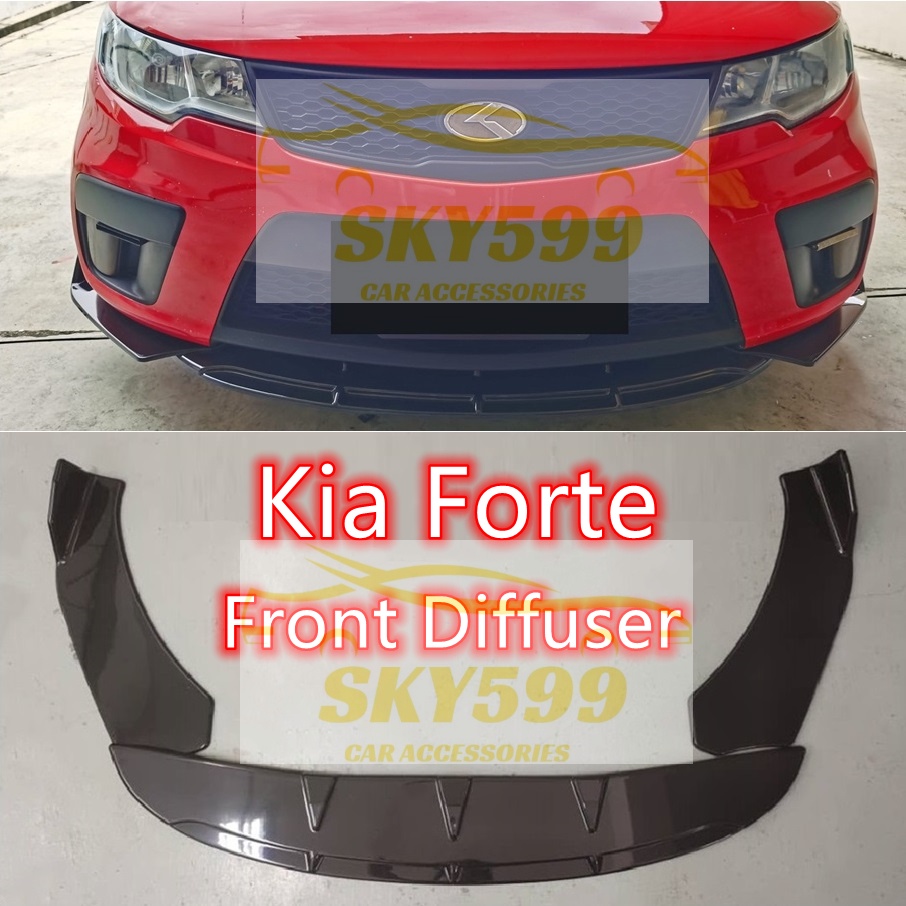 Kia Forte Front Bumper Diffuser Lip Wrap Angle Splitters Black / Carbon