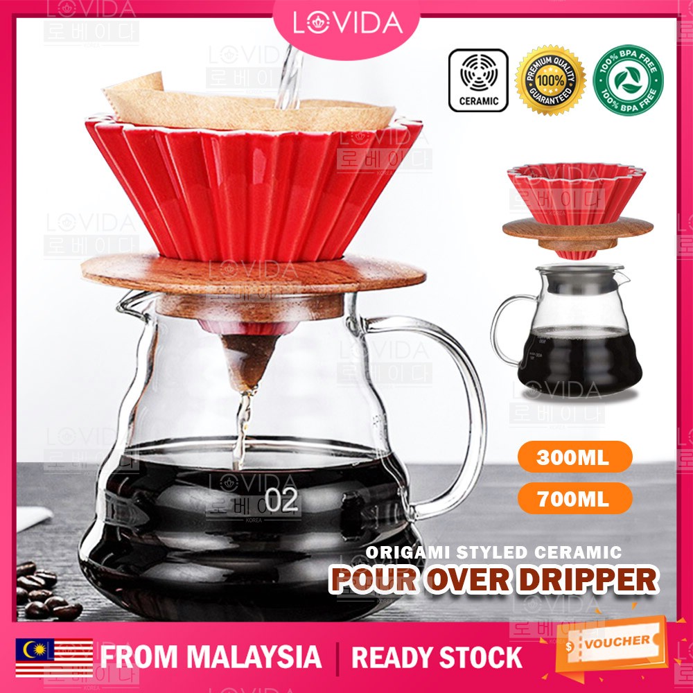 LOVIDA Ceramic Pour Over Dripper Filter Inspired by V60 Hario Kalita