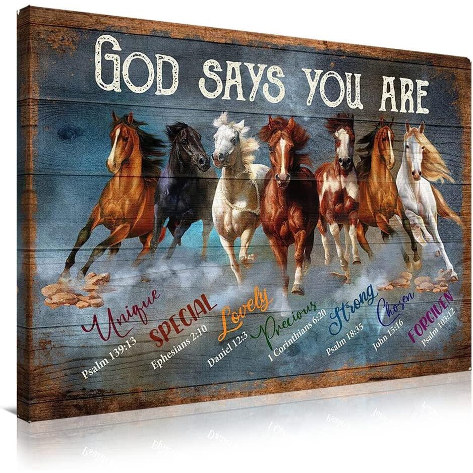 Rustic Horse Canvas Wall Art God Says You Are Inspirational Quotes ...