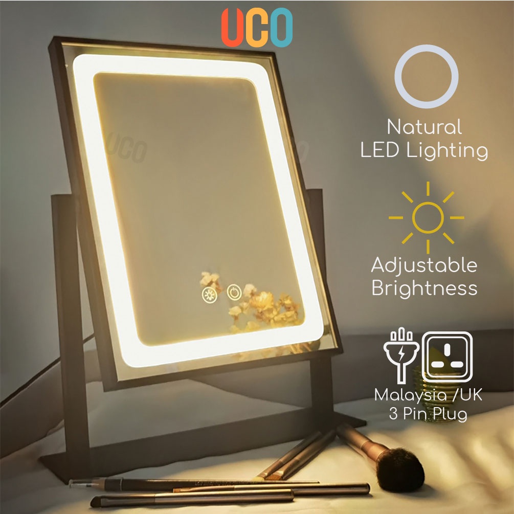 LED Mirror Makeup with 3 Colors Light Desktop Mirror 30x41cm Large ...
