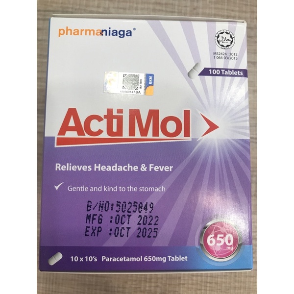 Actimol 650mg (Paracetamol ) Tabs / Actimol 500mg Tabs Gentle Nad kind