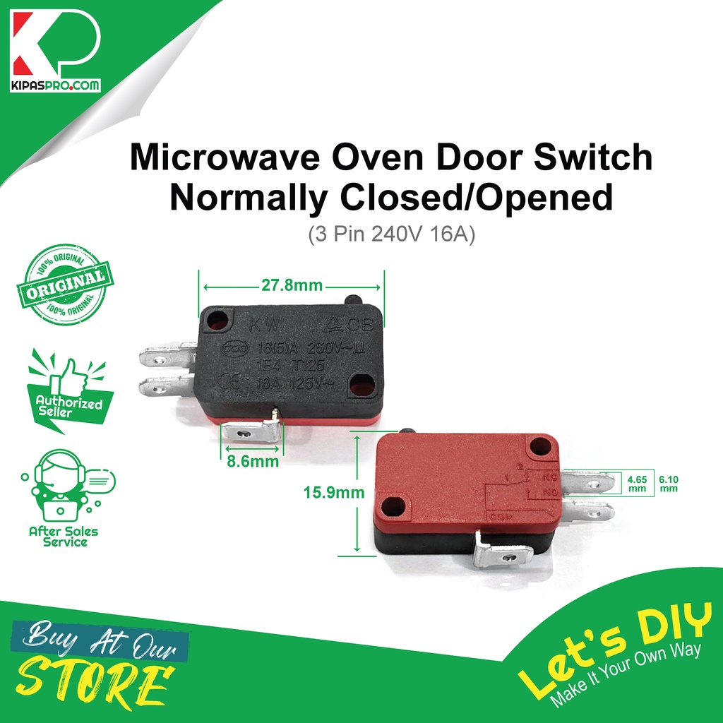 MICROWAVE OVEN DOOR SWITCH NORMALLY CLOSED/OPENED 2 PIN/3 PIN 240V 16A Shopee Malaysia