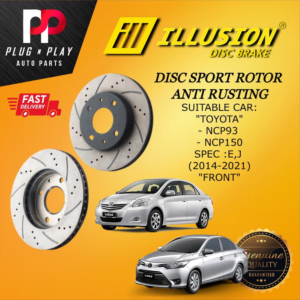 TOYOTA VIOS NCP93 (2008-2012) NCP150 SPEC E , J , FRONT (DEPAN) DISC ...