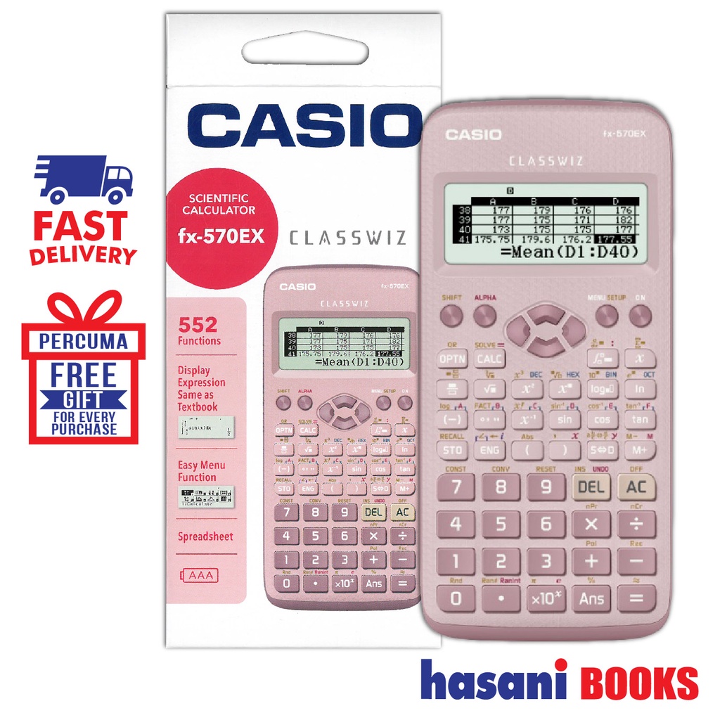 Hasani Casio Scientific Calculator Classwiz fx 570EX PK Pink 4549526613920