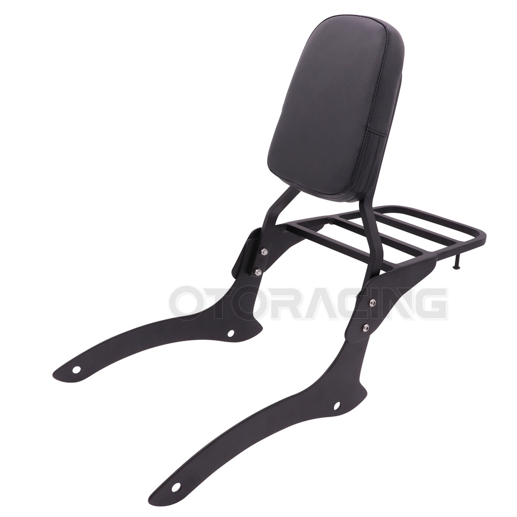 Motorcycle Black/Chrome Backrest Sissy Bar with Rear Luggage Rack For ...