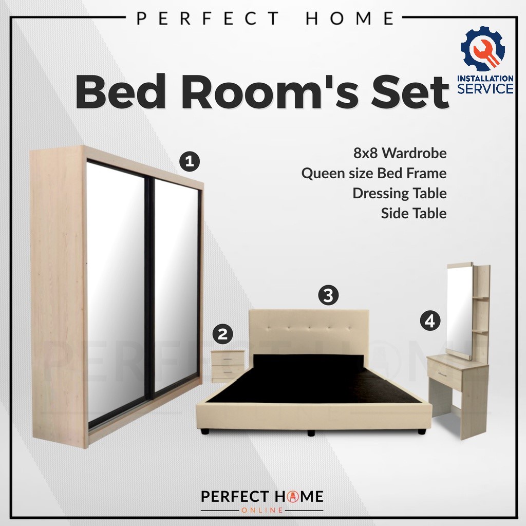 FREE Installation Bed Room Set Bilik Tidur Almari Baju 8x8 Wardrobe ...