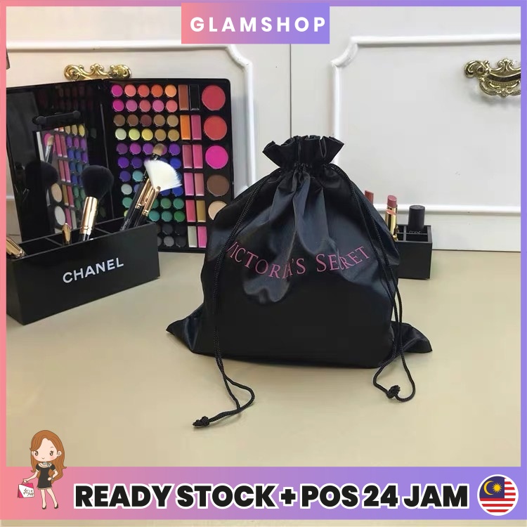 Victoria's Secret Breathable Black Drawstring Makeup Organiser Bag ...