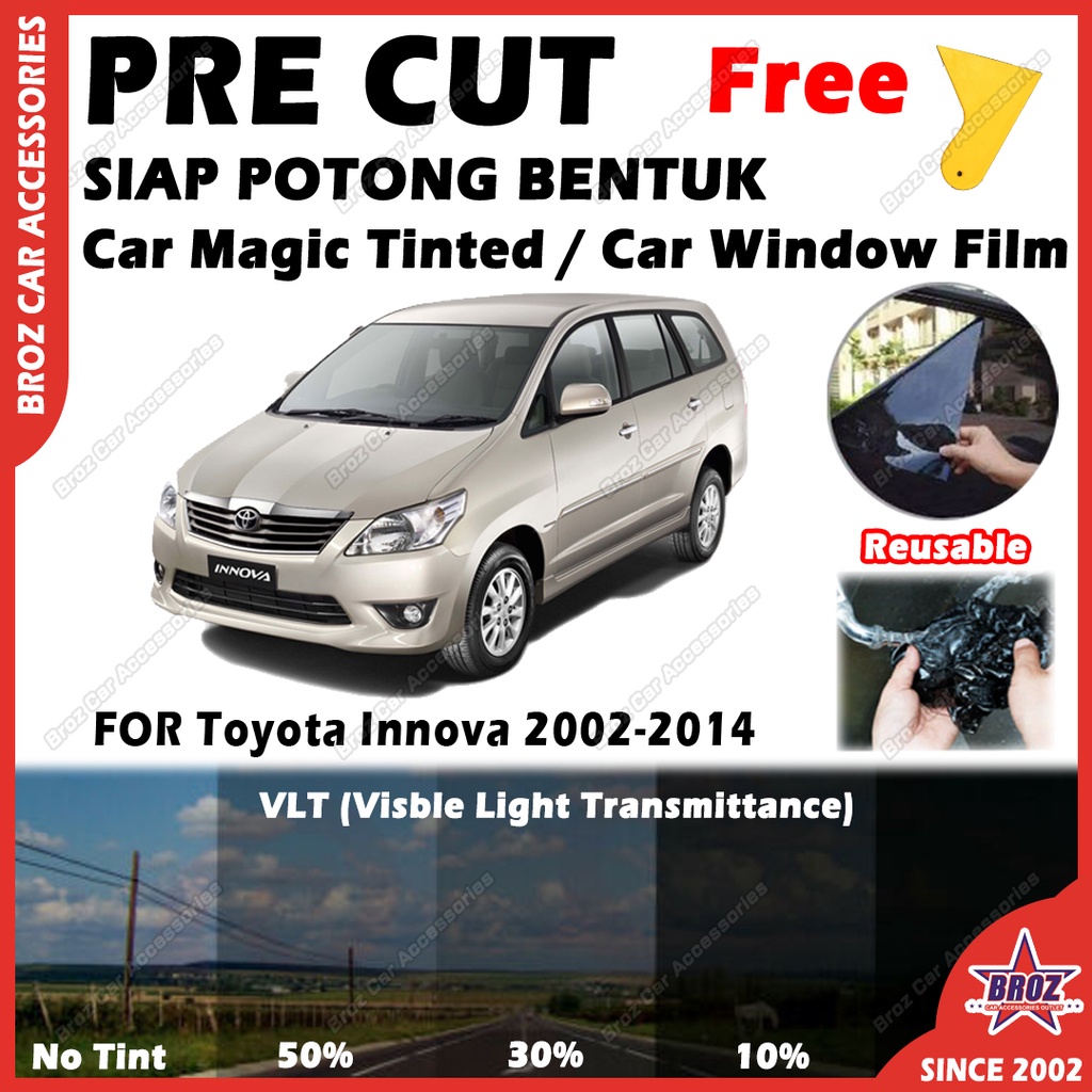 For Toyota Innova 2002-2014 Car Magic Tinted Film Solar PRECUT OEM ...