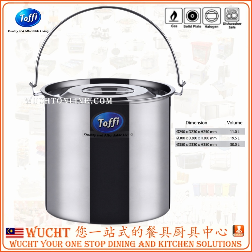 【WUCHT】TOFFI POT Stainless Steel Stock Pot Loop Handle with Lid home ...