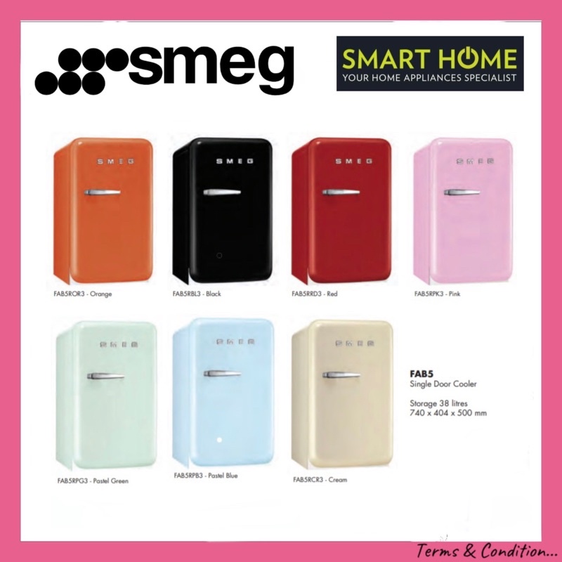 Smeg Fridge FAB5RPK3 Product Overview