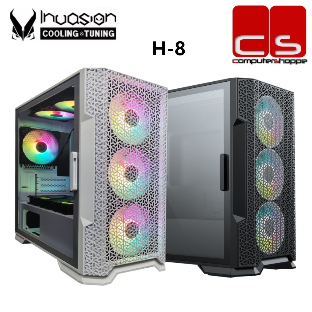 Invasion H-8 M-ATX Mini-Tower Gaming Casing with ARGB Fan - Black/White ...