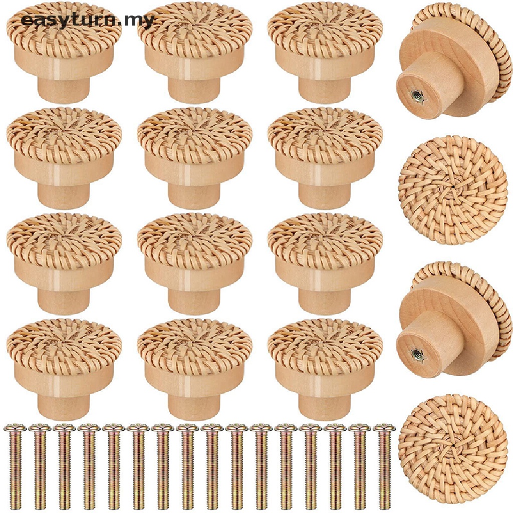 easyturn Handles Beech Rattan Drawer Knobs Wardrobe Furniture Handle ...