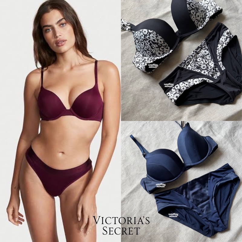 ONE Set] Victoria's Secret Gel Pushup Plunge Bra+Panty Set/Bra And