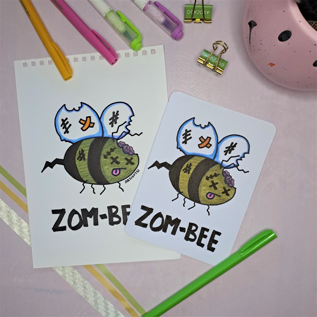 [ABJAARTS] CUTE PUNS SERIES A6 POSTCARD (ZOM-BEE) cute postcards, art ...