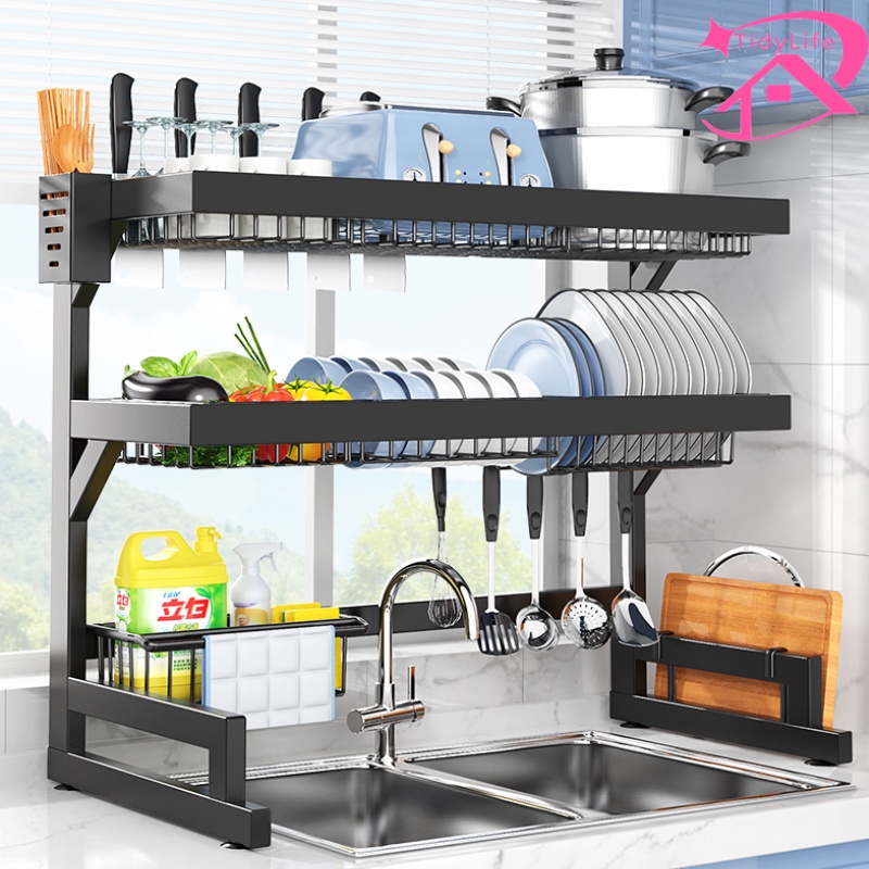 𝓣𝓲𝓭𝔂 Rak Dapur Stainless Steel Sink Dish Rack Rak Pinggan Sinki Dish ...