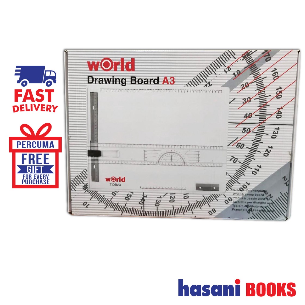 Hasani World Plastic Drawing Board A3 TIDBA3/9555025204144