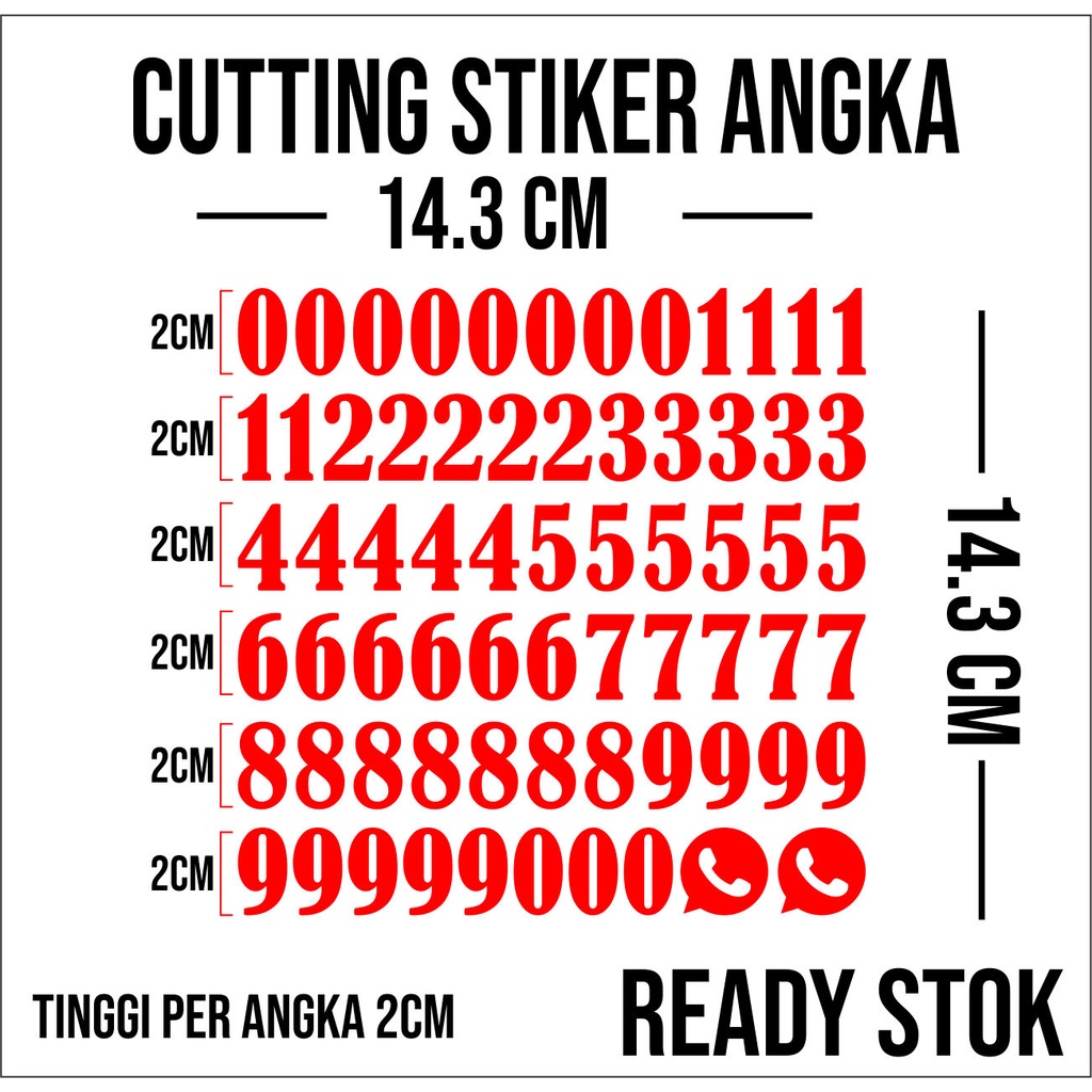 Cutting stickers with numbers 2cm high per number - reflective and ...