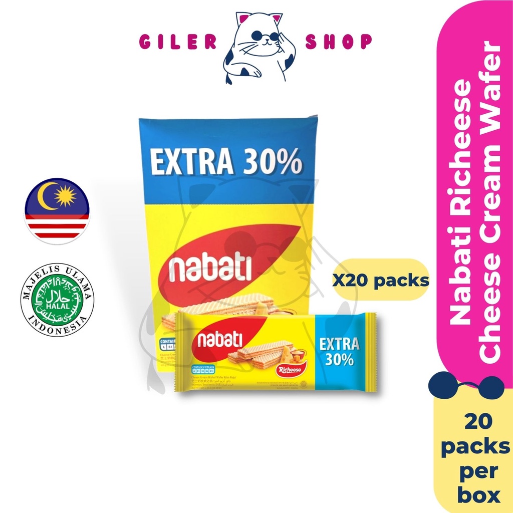 Nabati Richeese Extra 30% Cheese Wafer Peanut Butter Wafer 16g X 20pcs ...