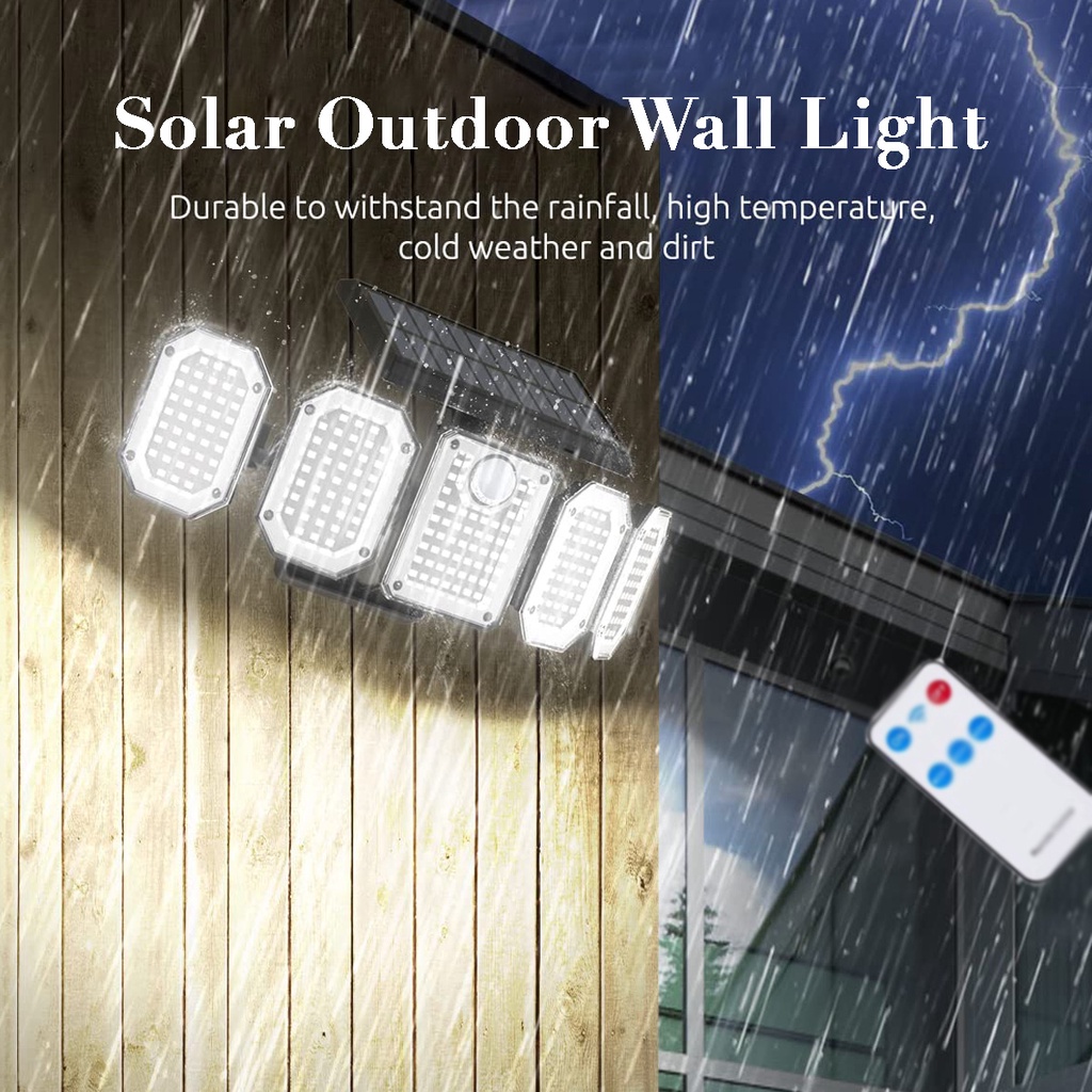 LED Solar Outdoor Wall Lights Foldable 5 Heads Solar Powered Motion