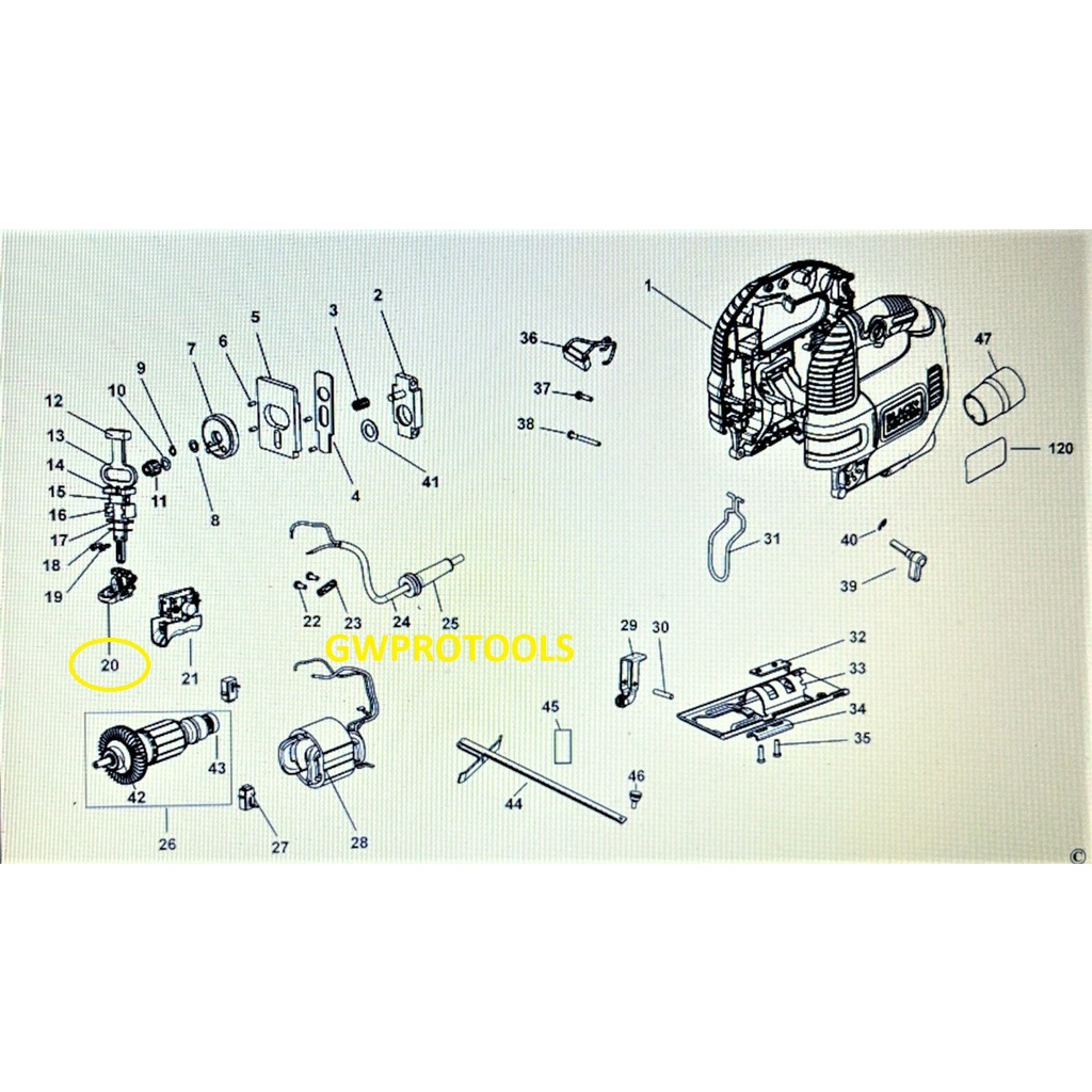 KS701PE BLACK&DECKER 520W VARIABLE SPEED JIG SAW BLADE CLAMP ( ITEM