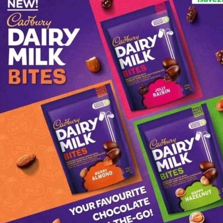 CADBURY DAIRY MILK BITES HAZELNUT CADBURY ALMOND CADBURY JOLLY