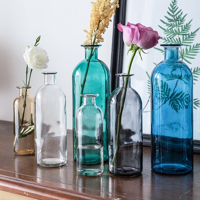 Colourful Clear Nordic Luxury Decorative Glass Flower Vase Small