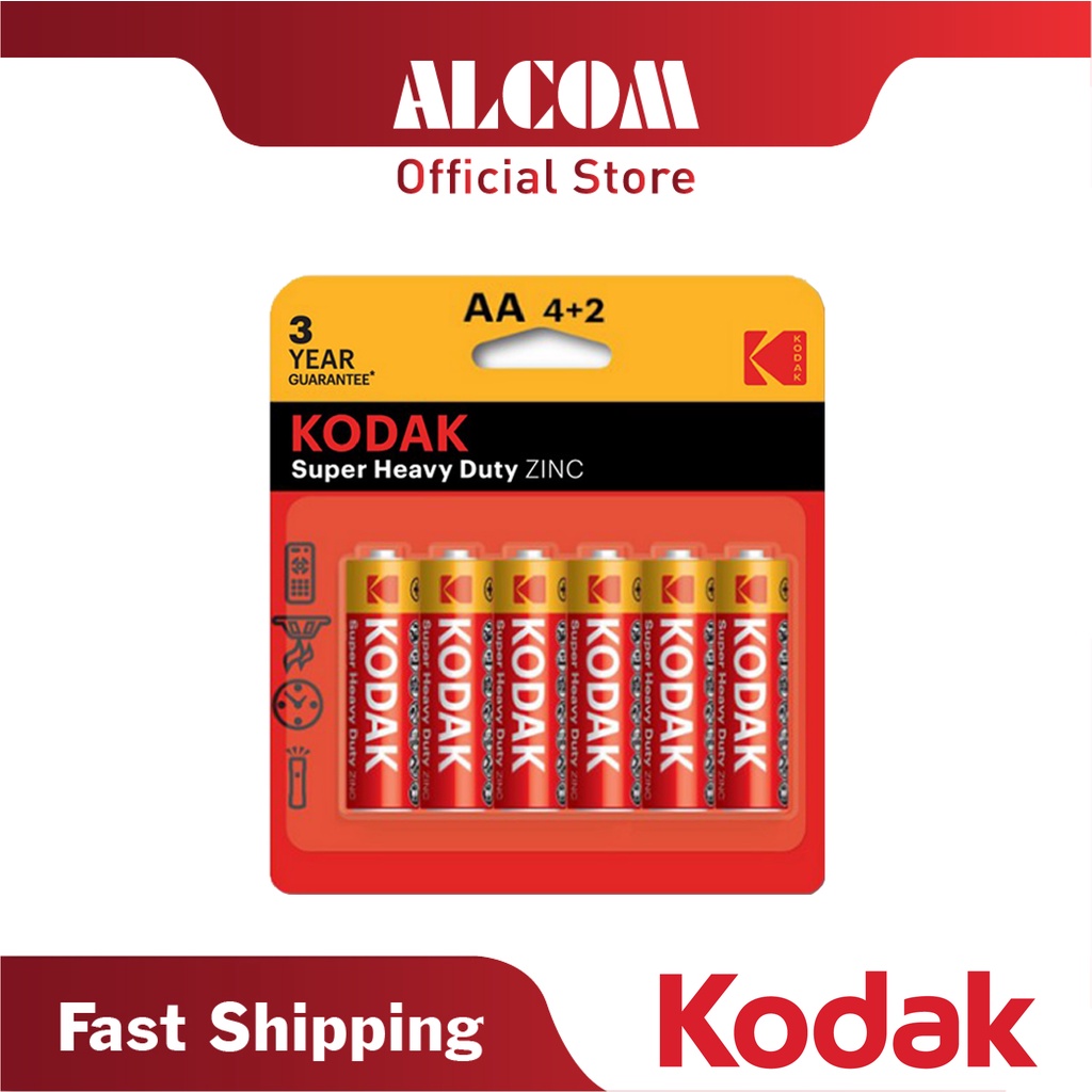 KODAK Super Heavy Duty Zinc AA Battery (4 + 2 Pack / Pack) | Shopee ...