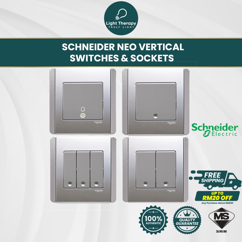 Schneider Neo Vertical Switch Grey Silver Switches Suis Soket Plug