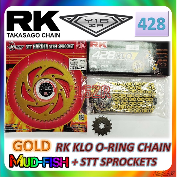YAMAHA Y16 Y16ZR STT SPROCKET + RK O-RING ORING GOLD CHAIN SET ( GS 428 ...