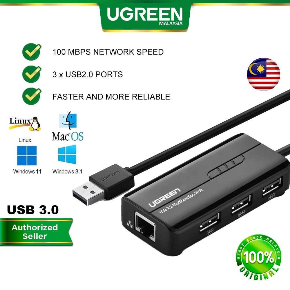 UGREEN USB 3.0 Ethernet Adapter 1000Mbps USB RJ45 USB HUB for Laptop  Windows