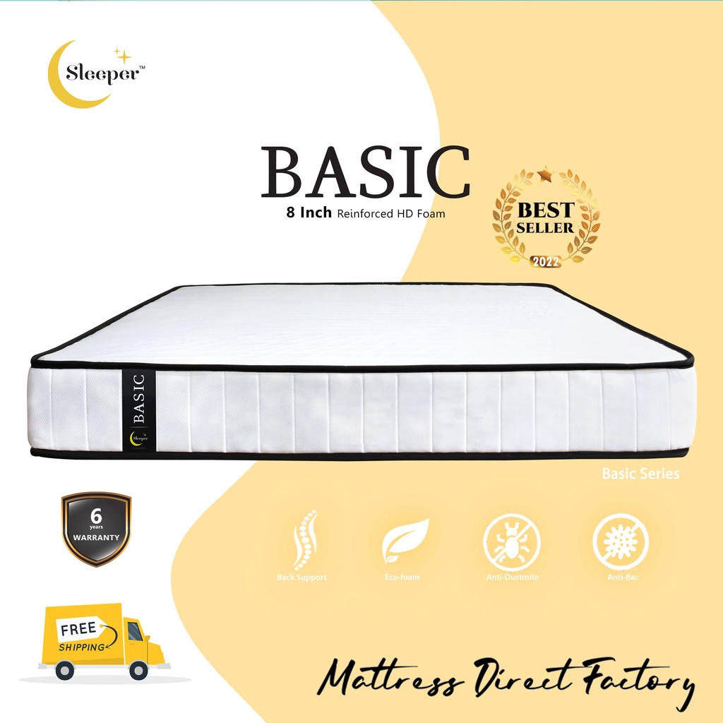 ( Free Delivery ) 8 Inch Sleeper BASIC Synthetic Rubber Foam Mattress